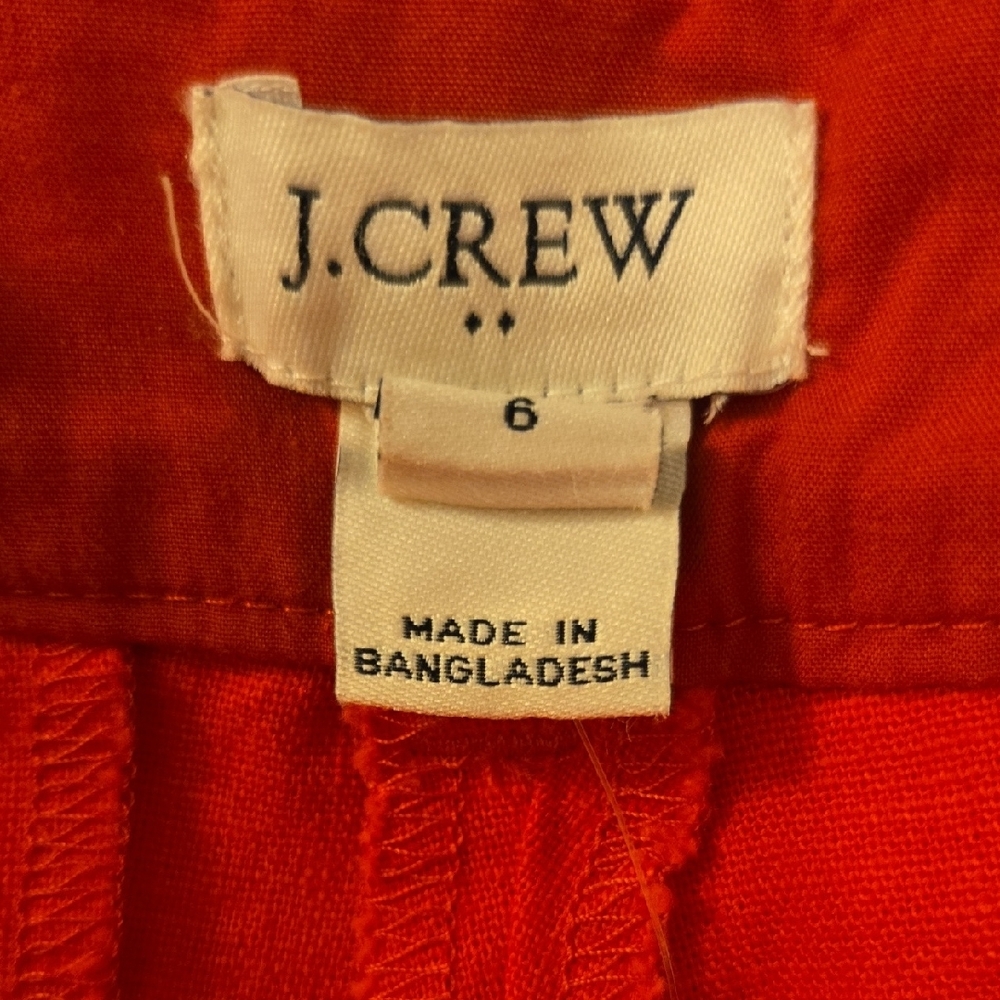J. Crew Red Linen Scalloped Shorts NWT - Picture 2 of 6